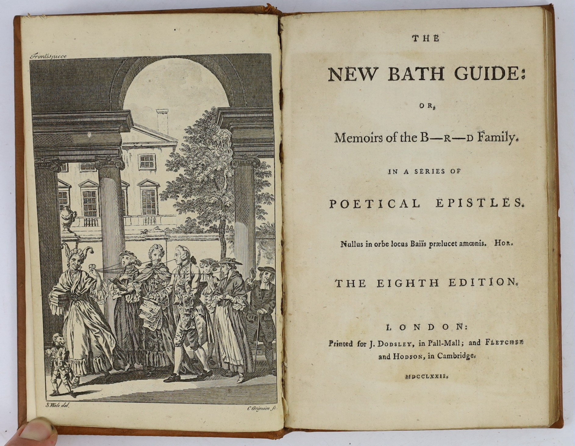 SOMERSET, BATH: (Anstey, Christopher) The New Bath Guide: or Memoirs of the B.N.R.D. Family. In a series of political epistles ... pictorial engraved title and 11 plates; old paperboards with later panelled calf spine, s